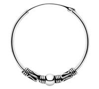 ENTREPLATA Un Aro de Plata 925 Estilo Bali - Pendiente Criolla Piercing Unisex Hechos a Mano de 20 mm - Diseño Étnico Artesanal en Plata de Ley - Modelo 5