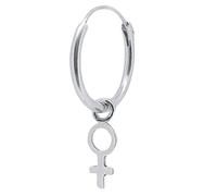 ENTREPLATA Un Pendiente Aro de Plata 925 con Colgante Mujer Diseño Moderno Antialérgico Joya Moderna Arete Criolla con Charm Venus Simbolo Femenino