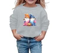 Entrevista Personal Guardia Sudadera de Halloween para niñas, linda sudadera con estampado de manga larga y cuello redondo, top informal para niños, para salidas escolares de otoño e (Grey, 7-8 Years)