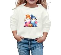 Entrevista Personal Guardia Sudadera de Halloween para niñas, Linda Sudadera con Estampado de Manga Larga y Cuello Redondo, Top Informal para niños, para Salidas Escolares de (White, 13-14 Years)