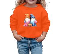 Entrevista Personal Guardia Sudadera de Halloween para niñas, linda sudadera con estampado de manga larga y cuello redondo, top informal para niños, para salidas escolares de otoño (Orange, 5-6 Years)
