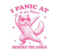 Entro en pánico en muchos lugares excepto en Disco Cat. Calcomanías de pared 67.2x77.1cm Decoración de carrocerías Rosa