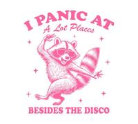 Entro en pánico en muchos lugares excepto en Disco Raccoon. Calcomanías de pared 67.2x77.1cm Cultura del tatuaje Rosa