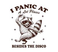 Entro en pánico en muchos lugares excepto en Disco Raccoon. Calcomanías de pared 67.2x77.1cm Varios tamaños Café