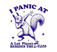 Entro en pánico en muchos lugares excepto en Disco Squirrel. Calcomanías de pared 67.2x73.9cm Fácil instalación Azul oscuro