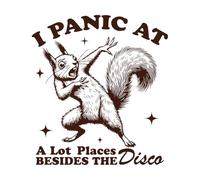 Entro en pánico en muchos lugares excepto en Disco Squirrel. Calcomanías de tallado fino 42x46.2cm Cultura del tatuaje Café