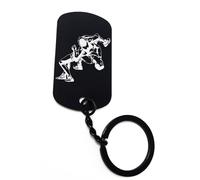 ENTROPIJA Greco Roman Wrestling - Llavero de lucha marcial grabado con láser, diseño clásico, color negro, Negro, Talla única