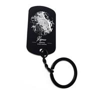 ENTROPIJA Rosario Argentina Coordenadas mapa de la ciudad grabado con láser llavero arte clásico negro llaveros etiqueta de acero, Negro, Talla única