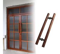 Entry Door Handle Wood Pull Handle for Front Door, Handle Grip Bar Double Sided, Round Door Pulls for Exterior Interior, Home & Commercial Usage Door Hardware