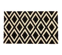 Entryways P2027 - Felpudo de fibra de coco con reverso de PVC antideslizante y rombos, negro/blanco, 40 x 60 x 1.4 cm