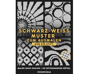 Entspannende Schwarzweiß-Muster zum Ausmalen: Einfach mit einem Stift malen nach Zahlen - 40 Ausmalrätsel für Erwachsene