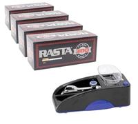 ¡Entuba con Estilo! UBOON - Rasta: 4 Cajas de 300 Tubos para Cigarrillos Vacíos + Máquina Liadora de Tabaco Entubadora Eléctrica. ¡1200 Tubos y Maquinilla Portátil para Fumar en 3 Tamaños! (MEDIANA)