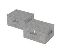 ENUMAIL Cajones de Almacenamiento con Tapa, Organizador Separador de Armarios Debajo de la Cama con Manija, Cesta de Tela Plegable, Para Dormitorio, Paquete de 2, 40×30×20cm, Gris