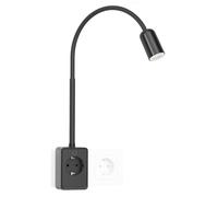 ENUOTEK Lampara de Lectura Aplique LED Interior, 3W 240LM Lampara Enchufe pared Aplique Negro Mesita de Noche pared, 4 Brillo Regulable, 3 Color de Luz 4000K-3000K-5000K Lampara Lectura pared