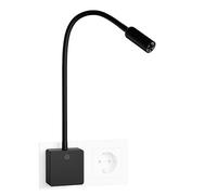 ENUOTEK Lampara de Lectura de Pared Foco LED Flexible, Noche Aplique Negro LED Regulable para Lectura en Dormitorio Interiore con Enchufe y Interruptor Tactil, 3W 280Lm Iluminacion Luz Neutra 4000K