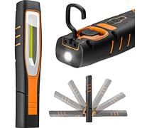 ENUOTEK Lampara Linterna de Trabajo de Mano Taller, IP65 COB LED Lampara 7W Recargable Portatil Muy Potente, con Bateria de Litio 2600mAh, Imanes Potentes y Dos Ganchos