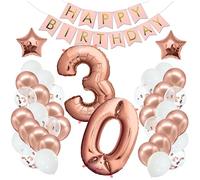 envami® Decoracion Cumpleaños 30 Años Oro Rosas - Globos de Cumpleaños Decoracion - Niño Niña Mujer Adultos Hombre