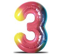 envami® Globo de cumpleaños XXL, arco iris, globo gigante de papel de aluminio en 40 pulgadas, decoración de cumpleaños de 101 cm, decoración de cumpleaños, globos con número decorativo para