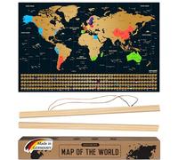 envami® Mapa Mundi Rascar I Con Marco I Ingles I Mapas del Mundo para Marcar Viajes I 68 X 43 CM I Oro I Scratch Off Travel Map