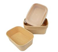 Envasado de Cartón para Alimentos 650ml-50uds CON TAPA,Contenedores de Comida Para Llevar,Cajas de Cartón para Comida,Cartón de Sopa,Contenedores de Ensalada de Papel Kraft,Envases Take Away