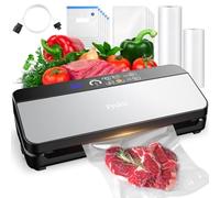 Envasadora al Vacio, 80KPA Domestica 8-EN-1 Maquina Envasar al Vacío Profesional Modos de Alimentos Seco y húmedos, 2 con bolsa enrollable 11 bolsas de vacío y cortador integrad