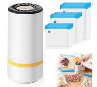 Envasadora al vacío con 15 bolsas de vacío, máquina de envasado al vacío para alimentos, mini máquina de envasado al vacío de mano para alimentos secos y húmedos