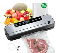 Envasadora al Vacio Domestica, 6 en 1 Embasadoras Vacio Alimentos con 50 Bolsas, Maquina Envasar al Vacio, Maquina Vacio Alimentos para Alimentos Frescos, Modo Seco y Húmedo