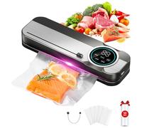 Envasadora al Vacio Domestica 6 En 1, Envasadora al Vacio, Incluye 50 Bolsas de VacíO y 1 Manguera para Recipientes, 75 Kpa, Selladora AutomáTica Con Cortador y Cuenta AtráS Digital