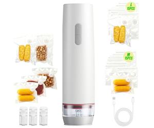 Envasadora Al Vacío, Envasadora Al Vacío Con 30 Bolsas Mano Varilla Recargable Cable Carga USB Portátil Y Compacta Hermética Selladora De Alimentos A Prueba De Aromas Fácil De Usar Reutilizable