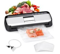Envasadora al Vacío para Alimentos, Selladora al Vacío Automática con 15 Bolsas, Máquina de Sellado para Alimentos Secos y Húmedos, Vacuum Sealer con Doble Bomba y Sellado de 31 cm