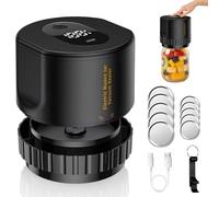 Envasadora al Vacio para Tarros Cristal, Kit de Sellador al Vacío Mason Jar Apto para Tarros Mason de Boca Ancha y de Boca Normal, Abridor y 5 Pares de Tapas, Pantalla LED