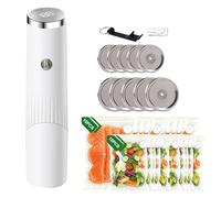 Envasadora al vacío pequeña, inalámbrica, completamente automática, para alimentos, con 20 bolsas de vacío reutilizables, sellador al vacío para vasos con 10 tapas de Mason Jar, para viajes, oficina y