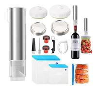 Envasadora al vacío pequeña, minimáquina de envasado al vacío con 10 bolsas de envasado al vacío y 2 cierres de vino, recargable y portátil, sellador al vacío de mano se utiliza para conservar