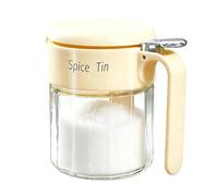 Envase para Condimentos,Fácil Acceso Con Cuchara | Tapa De Vidrio Para Frasco Condimentero | Para Azúcar Vinagre Pimienta Sal Preparación Comidas Food Truck Restaurante Camping Picnic Barbacoa