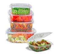 Envases de Plastico para Alimentos - Pack de 50 Unidades para Comida Desechables - Recipiente con Tapa Apto para Microondas y Lavavajillas - Contenedores Hermeticos Reutilizables PP Eco (750 ml)