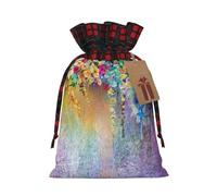 ENVEED - Bolsas de regalo de Navidad con cordón de arpillera abstractas y flores que lloran, color morado