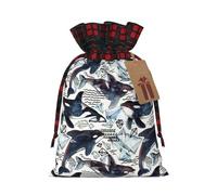 ENVEED Bolsas de regalo de Navidad con cordón de arpillera con diseño de ballena asesina deslumbrante para regalos inolvidables