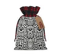 ENVEED Bolsas de regalo de Navidad con cordón de arpillera de retazos deslumbrantes de piel de serpiente blanca y negra para regalos inolvidables