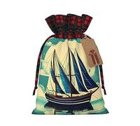 ENVEED - Bolsas de regalo de Navidad con cordón de arpillera para velero, diseño de paisaje deslumbrante, para regalo inolvidable