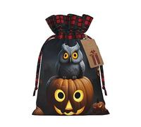 ENVEED - Bolsas de regalo de Navidad con diseño de búho fantasma y calabaza, 1 deslumbrante, con cordón de arpillera, para regalo inolvidable