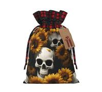 ENVEED - Bolsas de regalo de Navidad con diseño de calavera de girasol, diseño deslumbrante de calavera de Halloween