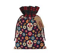 ENVEED - Bolsas de regalo de Navidad con diseño de calavera mexicana deslumbrante, con cordón de arpillera, bolsas para regalo inolvidable