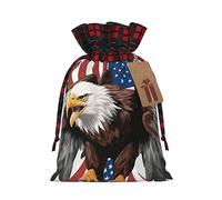ENVEED Eagle con bandera de Estados Unidos deslumbrante patchwork arpillera con cordón para regalo inolvidable