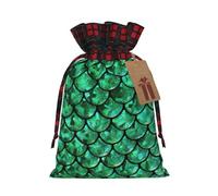 ENVEED - Escamas de pescado verde deslumbrante patchwork arpillera con cordón para regalo inolvidable