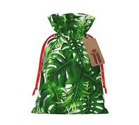ENVEED Monstera Deliciosa Banana Palm Bolsas de regalo de Navidad reutilizables de tela con cordón - Bolsas de regalo de vacaciones para cualquier ocasión de oficina