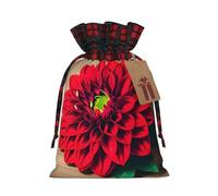 ENVEED - Tablero de madera retro de flores rojas y dalia deslumbrante patchwork arpillera con cordón para regalo inolvidable