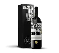 «Envejece con recuerdos no con sueños» Mensaje en una Botella. Vino Tinto Premium Reserva 12 Meses + Gift Box. Etiqueta Blanca PERSONALIZABLE