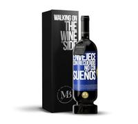 «Envejece con recuerdos no con sueños» Mensaje en una Botella. Vino Tinto Premium Reserva 12 Meses MBS Martín Berasategui System + Gift Box. Etiqueta Azul PERSONALIZABLE