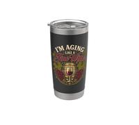 Envejecimiento como un buen bebedor de vino cumpleaños Vaso térmico de acero inoxidable de doble pared