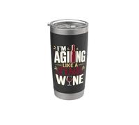 Envejecimiento como un buen bebedor de vino cumpleaños Vaso térmico de acero inoxidable de doble pared